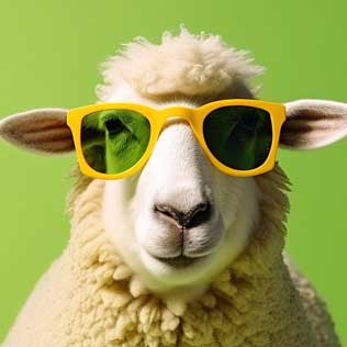 Phot d'un mouton avec des lunettes